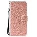 Produktbild Edaroo Rosa Gold PU Lederhülle Für Samsung Galaxy A6 2018, Luxus Bling Diamant Glänzend Glitzer Strass Magnetverschluss Ledertasche Klapphülle Brieftasche Schutzhülle für Samsung Galaxy A6 2018