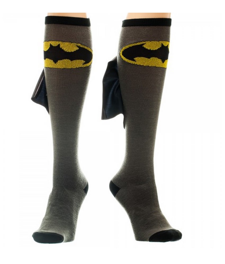DC-Comics-Batman-Shiny-Cape-Black-Gray-Knee-High-Socks