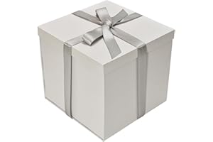 Tekhoho Weiß Geschenkbox 22x22x20,5cm, Premium Geschenkboxen für Geschenke mit Deckel und Geschenkband für Valentinstag, Weihnachten, Hochzeit, Geburtstag, Geschenkverpackungen, karierte Innenfutter