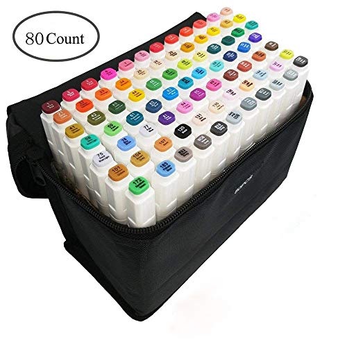 TUOTUO 80 Farbige Marker Set Graffiti Stift Manga Sketch Pen, für Studenten Kunstler Design Schule Drawing Art Supplies (Weiß)