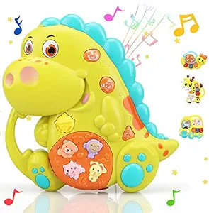 FUN FUN Baby Musical Dinosaur Educational Crib Keyboard Piano Toy with Light and Music for Kids Toddlers
