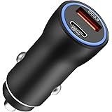 Hoppac Caricabatterie Auto, Caricatore Presa USB C Fast Charge, Doppia Porta, Accessori Accendisigari QC 18W, PD 20W Caricaba