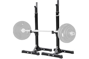 Yaheetech Heavy Duty Squat Stand Rack Height-Adjustable Olympic Barbell Racks Fitness Weight Lifting Racks Black