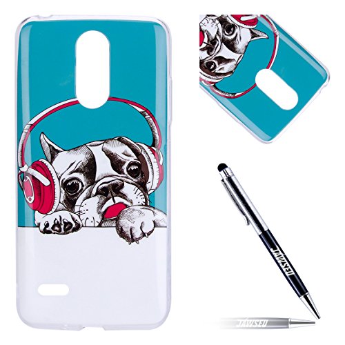 LG K8 2017 European version Case, LG K8 2017 European version Cover, JAWSEU Ultra-thin Crystal Clear Case for LG K8 2017 European version Skin Protective Bumper Shell Creative Light Slim Rubber Soft Transparent Silicone TPU Case Back Cover for LG K8 2017 European version - Headphone dog