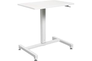 YULUKIA 100001 Airlift Sit and Stand Height Adjustable Desk, gaming desk, workstation, White