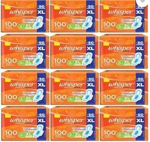 whisper Choice Ultra 100% Stain Protection (72 Pads) Sanitary Pad (Pack of 12)