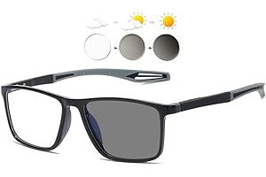 KOOSUFA Okulary do czytania z filtrem niebieskiego światła, fotochromowe, męskie i damskie, zawiasy sprężynowe, prostokątne oprawki TR90, z ochroną UV, okulary przeciwsłoneczne do czytania 0,0, 1,0,
