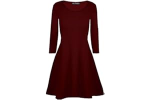 Fashion Star Womens Plain Jersey Flared Long Sleeve Ladies Party Mini Swing Skater Dress 8-26