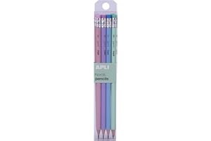 APLI 18824 – Pack of 8 Graphite HB Pencils with Rubber Top – Pastel Colours