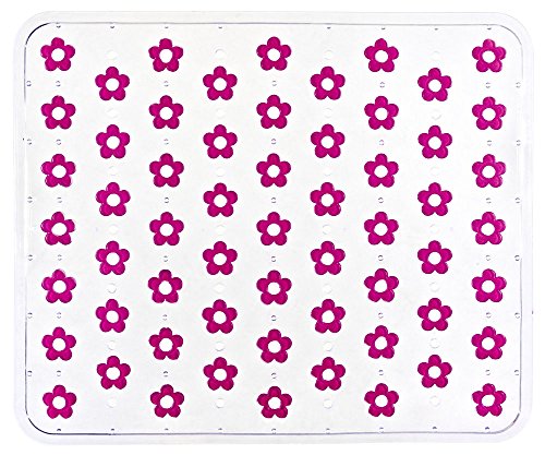 WENKO 2004030100 Spülbeckeneinlage Fleurelle Transparent Pink - Blütenmuster, Kunststoff, Pink