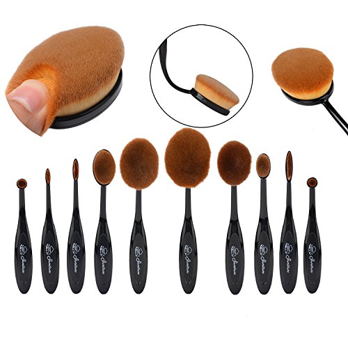2016 New Professional 10 Pcs Soft Oval Toothbrush Makeup Brush Sets Foundation Brushes Cream Contour Powder Blush Concealer Brush Makeup Cosmetics Tool Set