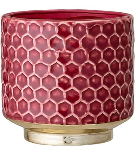 VERDENIA Nostalgia - Vaso da fiori leggero da balcone, decorativo per piante, per interni ed esterni, in plastica, rotondo, diversi colori, 16 x 16 x 15 cm, rosso bordeaux