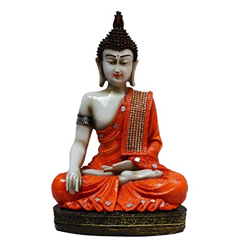 eCraftIndia Meditating Buddha Statue (17.5 cm x 12.5 cm x 30 cm, Orange)