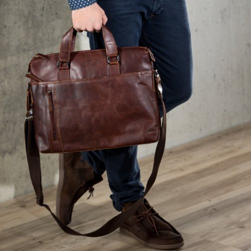 BACCINI Aktentasche LEANDRO – Laptoptasche groß fit für 15,4″ mit herausnehmbarer Schutzhülle- Businesstasche mit Schultergurt echt Leder braun-cognac - 5