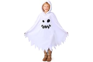 ZZOUFI Spökdräkt för Barn, Halloween Spöke Dräkt för Pojke Flicka Baby, Vit med Huva