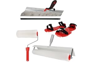 OXEO Kit outils ragréage - Rouleaux débulleurs 25-50cm - Râteau autonivelant 56cm - Chaussures pointes acier - Ciment auto-nivelant