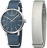 Calvin Klein Herren Analog Quarz Uhr mit Stoff Armband K7B211WL