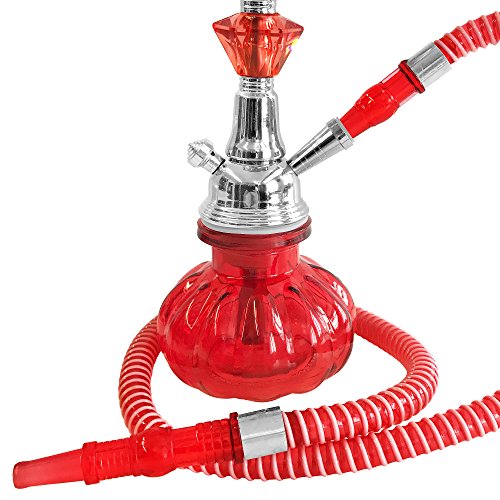 Mianova Orientalische Shisha inkl. Kohle, 5 Mundstücke und Zange – 25cm / Rot - 4