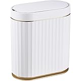 ELPHECO, Pattumiera da bagno con coperchio, automatica, intelligente, sottile, in plastica, da 8 l, con sensore di movimento,