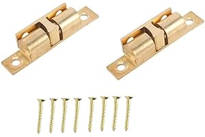 MERRIWAY Bulk Hardware BH01250 70mm (2.3/4 inch) Adjustable Double Ball Roller Cupboard Cabinet Door Tension Catch - Solid Brass, Pack of 2