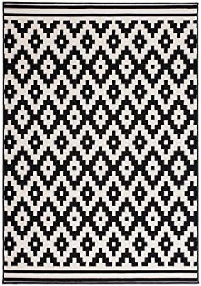 Carpet living room Carpet geometry Design Now! 300 RUG rhombus Pattern polypropylene 80 cm x 150 cm black/Decorations buy cheap online