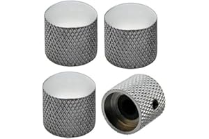 Musiclily Métrico Metal Botones de Potenciometros Dome Knobs para Guitarra Eléctrica Telecaster/Bajo, Cromado(4 piezas)