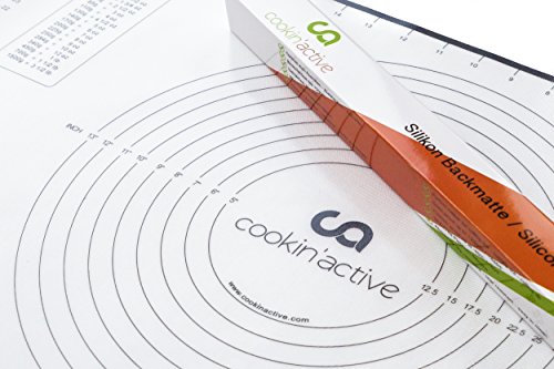 XL Silikon Backmatte von Cookin´Active, BPA frei, Platinum Silikon, Lebensmittelecht, Antihaft, Backofenfest, 100% Rutschfeste Backunterlage, Silikonmatte, Teigmatte, Backfolie, Arbeitsmatte, Ausrollmatte, im XXL Format 60×40 cm - 4