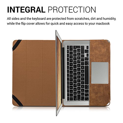 kwmobile Smart Cover Case für Apple MacBook Air 13″ (Modelle ab Mitte 2011) aus Kunstleder mit Aufstellfunktion in Braun - 4