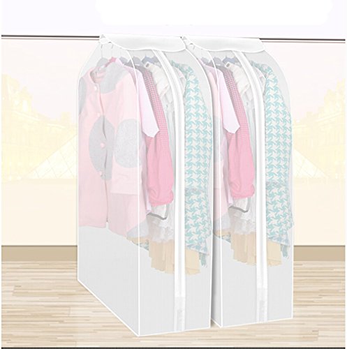 Kleiderschutzhülle Transparent Set mit 2 Staubschutz Anzug Mantel mit Reißverschluss Kleidung Lagerung Hängetasche (30*60*108cm) - 2