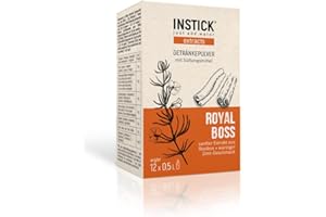 INSTICK JUST ADD WATER INSTICK Extracts Royal Boss napój bezcukrowy z ekstraktem z Rooibosa i naturalnym aromatem marakuja, opakowanie 12 sztuk, wegański, o pojemności 12 x 0,5 l, o niskiej kalorii, lekko słodzony ze stewią