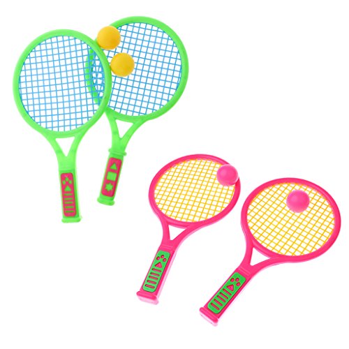 MagiDeal Kids Dual Tennis Racket Ball Set Badminton Outdoor Beach Sports Toys Gifts - Small