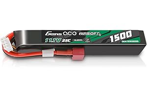 Gens ace 3S Batterie Lipo Airsoft 11,1V 1500mAh 25C 3S1P avec Connecteur T Deans, Compatible Répliques AEG M4 CM16 et Crosse Le