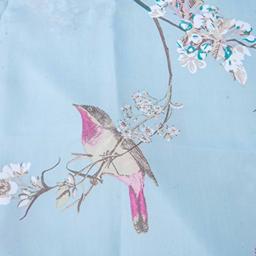 Alicemall Duschvorhang Bad Wasserdicht Anti-Schimmel Vorhang Blau 180cmx180cm (Vögel und Blumen) - 3