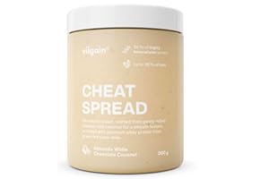 Vilgain Cheat Spread 300 g - 100% natural, high protein, creamy, palm oil free, gluten free, desserts & fitness lifestyle (300g, Almonds with white chocolate and coconut)