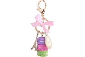 Walfront Porte-clé en Résine et Alliage, Porte-clé Mignon en Forme Macaron avec Tour Eiffel de Différent Couleurs
