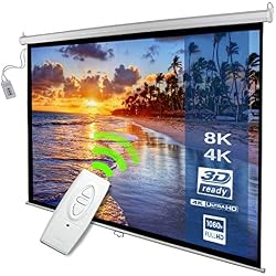 Pantalla motorizada con Mando a Distancia, 203 x 152 cm, 100 Pulgadas, 1:1 4:3 16:9 HDTV 8K 4K 3D, Pantalla de proyección eléctrica, Cine en casa