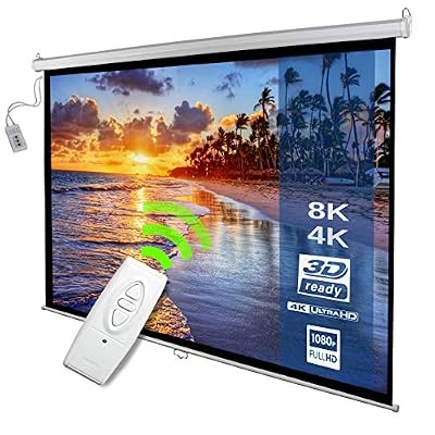 Jago Écran de Projection Motorisé | 152 x 152 cm, 85 Pouces, Formats 1:1, 4: 3, 16: 9, HDTV, 8K, 4K, Gain 1.0, Blanc | Hauteur Réglable, Pliable, avec Télécommande | Écran de Projecteur