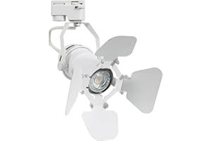 LEDKIA LIGHTING - Faretto Portalampada per Binario Trifase | Orientabile 360° | Compatibile con Lampadina GU10 | Ideale per Negozi e Showroom, Nero, Alluminio