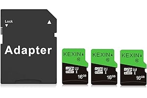 KEXIN Carte Micro SD 16Go Lot de 3, SD Cartes Mémoire MicroSDHC 16 Go UHS-I C10 U1, 3 Pieces Carte TF Applicable pour Appareils Photo de Sport/Caméra de Surveillance/Dash Cam/Switch Pro