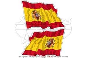 SAUIHUF España español saludando bandera nacional Espana 3 "(75 mm) vinilo parachoques pegatinas, adhesivos X2