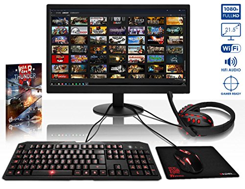 VIBOX Pyro GS530-121 Komplett-PC Paket Gaming PC – 3,5GHz Intel i5 Quad Core CPU, GT 730 GPU, preiswerte, Desktop Gamer Computer mit Spielgutschein, 22″ HD Monitor, Gamer Tastatur & Mouse, Rot Innenbeleuchtung, lebenslange Garantie* (3,0GHz (3,5GHz Turbo) Superschneller Intel i5 7400 Kabylake Quad 4-Core Prozessor CPU, Nvidia GeForce GT 730 2GB Grafikkarte GPU, 8GB DDR4 2133MHz RAM, 1TB HDD Festplatte, 400W 85+ Netzteil, Storm Rot Gehäuse, B250 Mainboard, Ohne Windows Betriebssystem) - 2