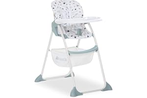 Hauck Seggiolone Pappa Sit N Fold - Seggiolone Bambini da 6 Mesi fino a 15kg - Pieghevole, Compatto con Vassoio e Schienale Regolabile - Grande Cesto Portaoggetti - Bianco, Fantasia Spazio