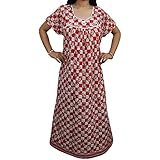 Indiatrendzs Womens Nighty Cotton Red Check Print Nightwear Gown Chest- 44