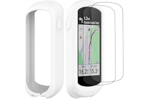 Buoluoioir Coque en Silicone + 2 Films TPU pour Garmin Edge Explore 2, Film de Protection Écran Souple Haute Transparence Accessoire Compteur GPS Vélo pour Garmin Edge Explore 2, Blanc