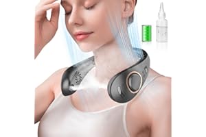 DDKJ Neck Fan With Water Mist Spray-Neck Fans for Women Rechargeable,Folding Portable Bladeless Mini Usb Headphones Hands Free Personal Fans Round Neck Quiet,Battery Powered Face Fan Men Adults Kids Black