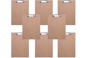 BOMKEE Madera Portapapeles de tamaño Carta A4 Tableros duros Carpeta con Pinza Documentos Menú Board Mini Clipboard con agujero colgante Pack de 8