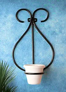 Devasmita Wall Mounted Powder Coated Iron Plant Stand Wall Planter for Balcony for Diwali Gift or Decoration (Kalash Shape)