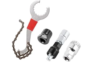 Jooheli Kit d’outils de démontage de cassette de dérailleur de vélo Kit de réparation multifonction Avec fouet à chaîne Outils compatibles 5-11 vitesses pour le démontage de manivelle, chaîne, essieu