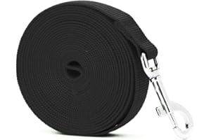 ONESAVE Extra Long Dog Training Lead Strong Leash Large Recall Line Walking Heavy Duty (65ft (20 Metres), Black)