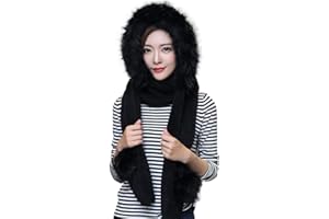 iNelihoo 3-in-1 Damen Winter Kapuzenschal mit Fäustlingen Thermal Kunstpelz Kapuzenschal Neckwarmer Hoodie Tasche Warmer Outdoor-Ohrschal Winddicht Kälteschutz Mütze Schal Handschuhe Set